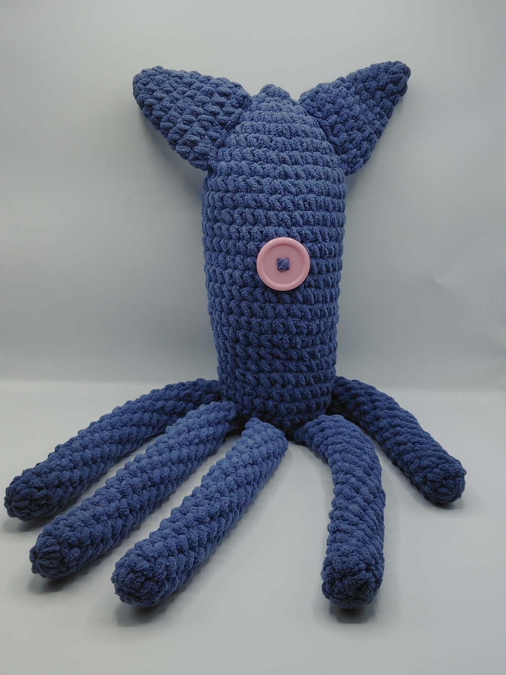 Handmade Coralone's ,  Blue Plush Cat Squid  - Soft Crochet Style